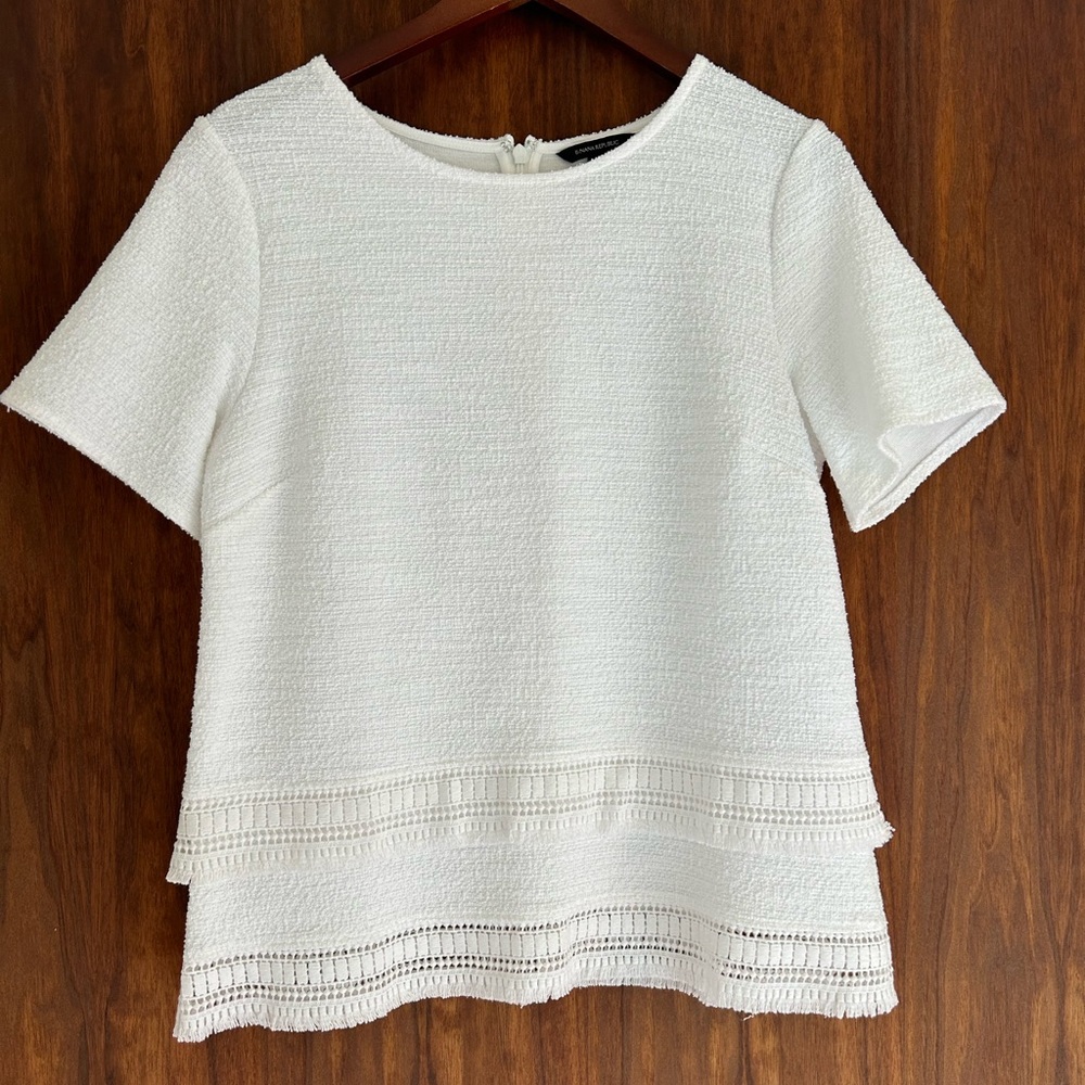 Banana Republic: Fringe tassel trim blouse